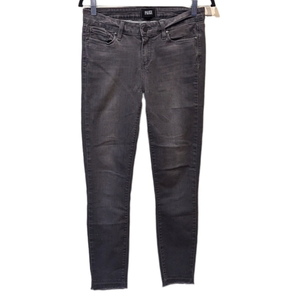 Paige Verdugo Ankle Skinny Raw Hem Women's Jeans in London Grey (29) - Picture 1 of 8